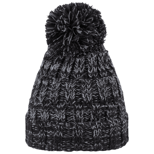 Bonnet À Pompon Long - Tricoté Avec 3 Fils Black Twist