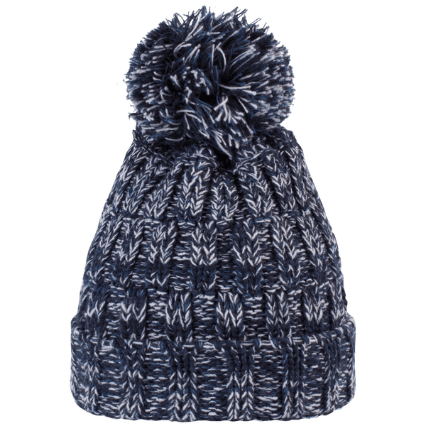 Bonnet À Pompon Long - Tricoté Avec 3 Fils Navy Twist