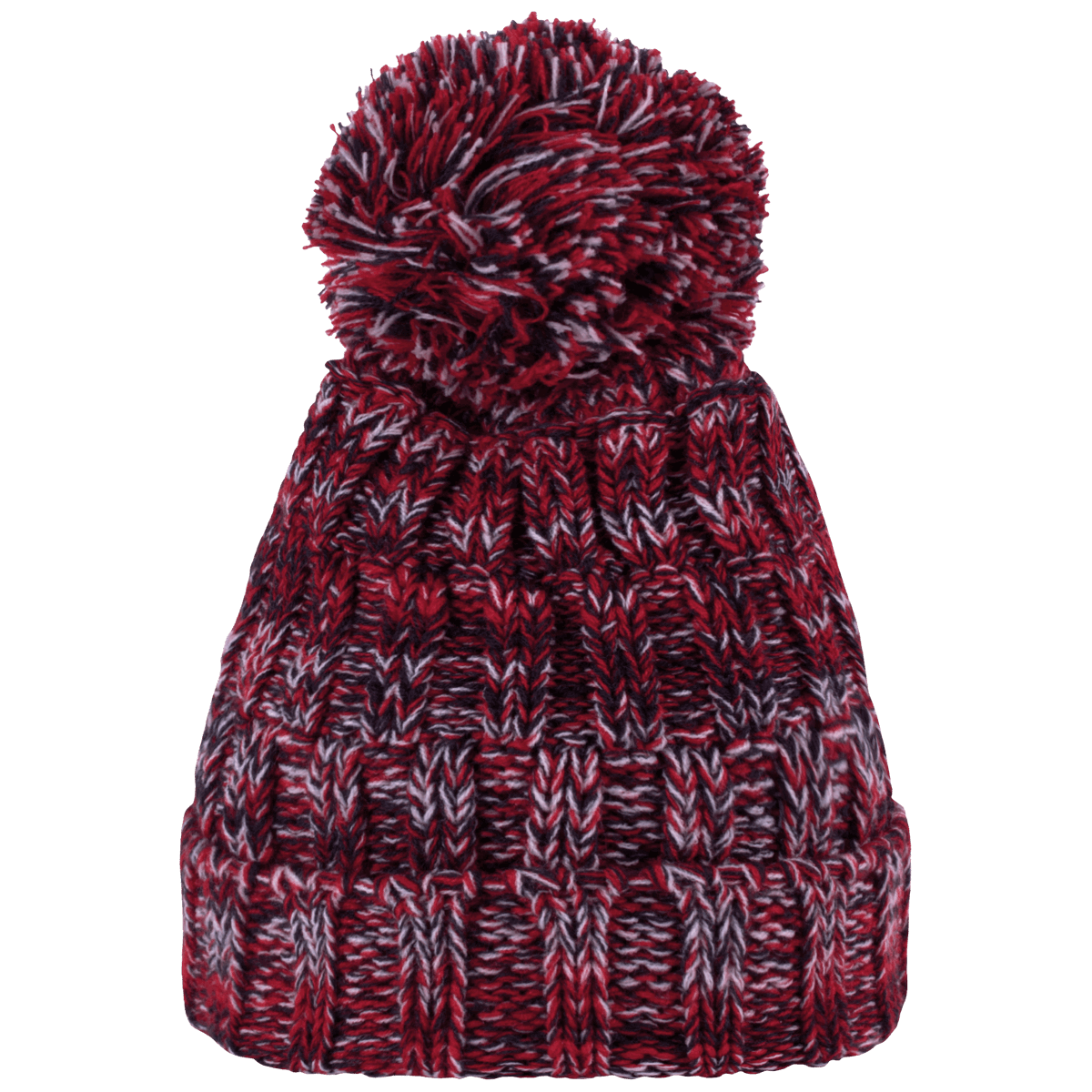 Bonnet À Pompon Long - Tricoté Avec 3 Fils Red Twist