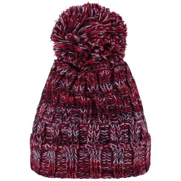 Bonnet À Pompon Long - Tricoté Avec 3 Fils Red Twist