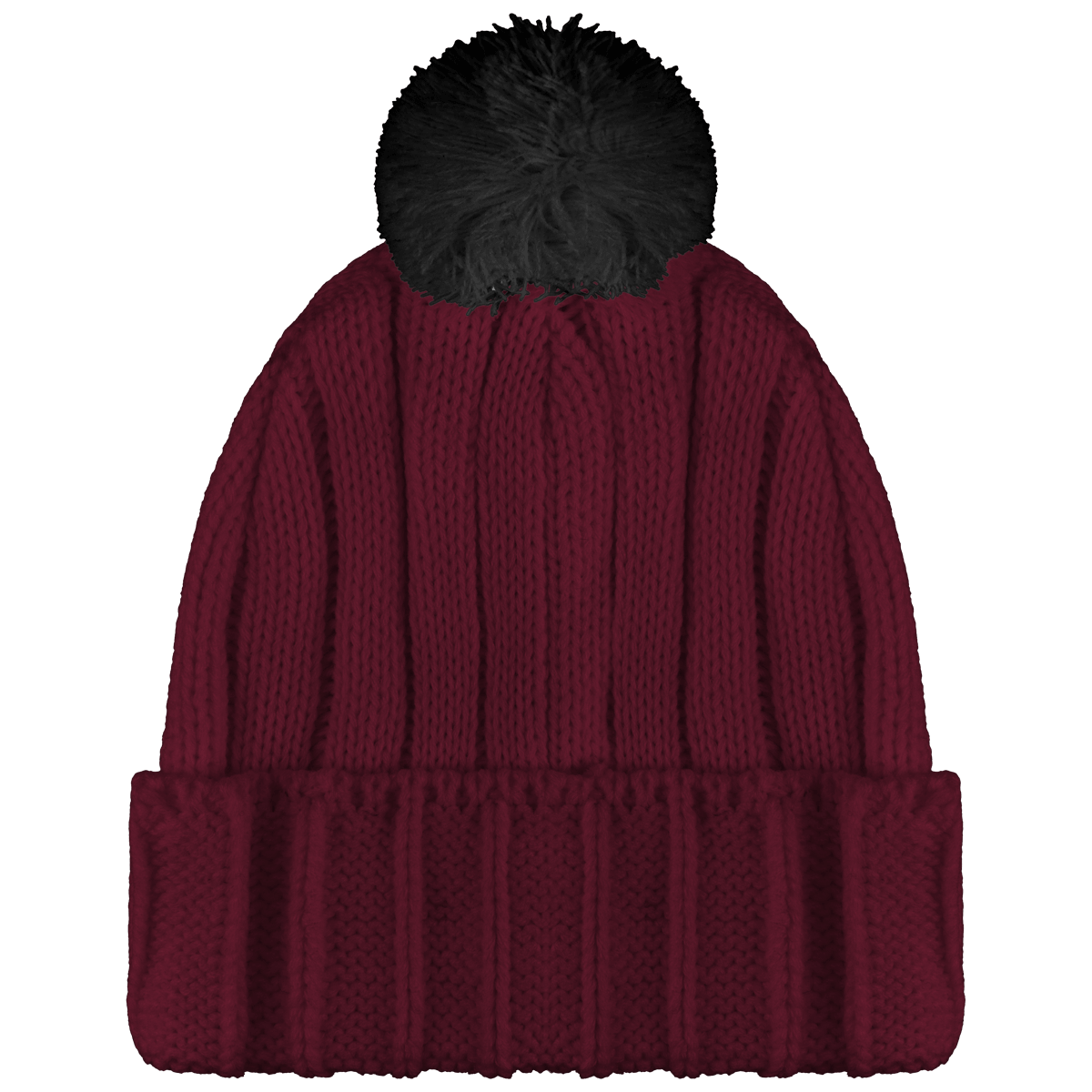 Bonnet À Pompon - Court À Revers - Pompon Bicolore Burgundy / Dark Grey