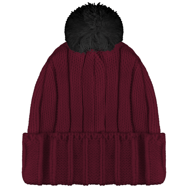 Bonnet À Pompon - Court À Revers - Pompon Bicolore Burgundy / Dark Grey