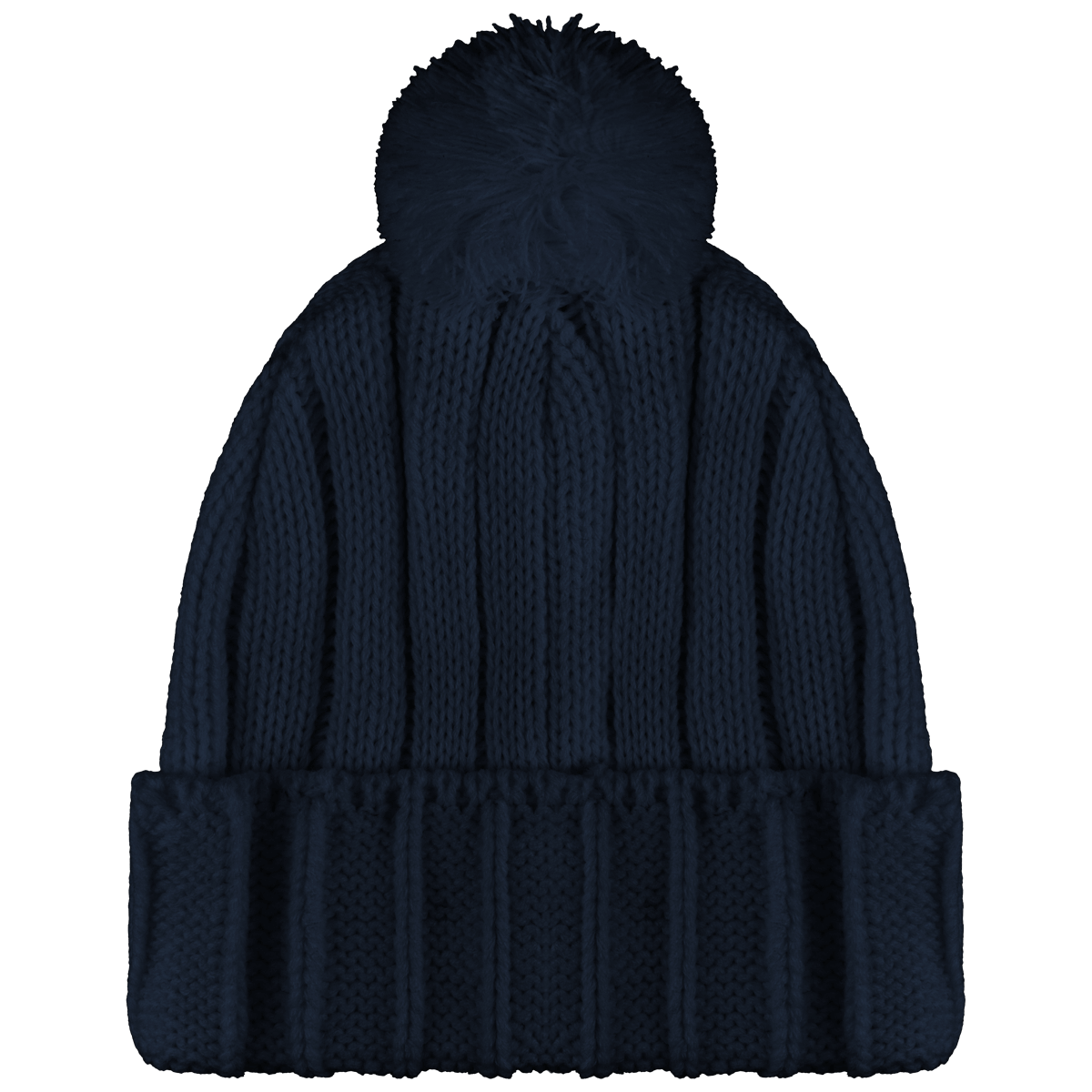 Bonnet À Pompon - Court À Revers - Pompon Bicolore Navy