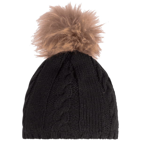 Bonnet a pompon a fourrure polyester face Black