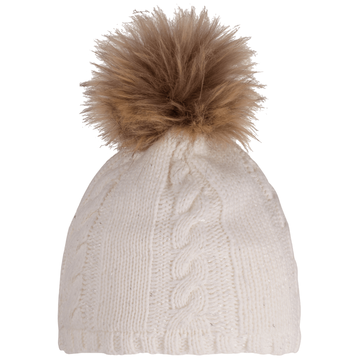 Bonnet À Pompon - Fourrure En Polyester White