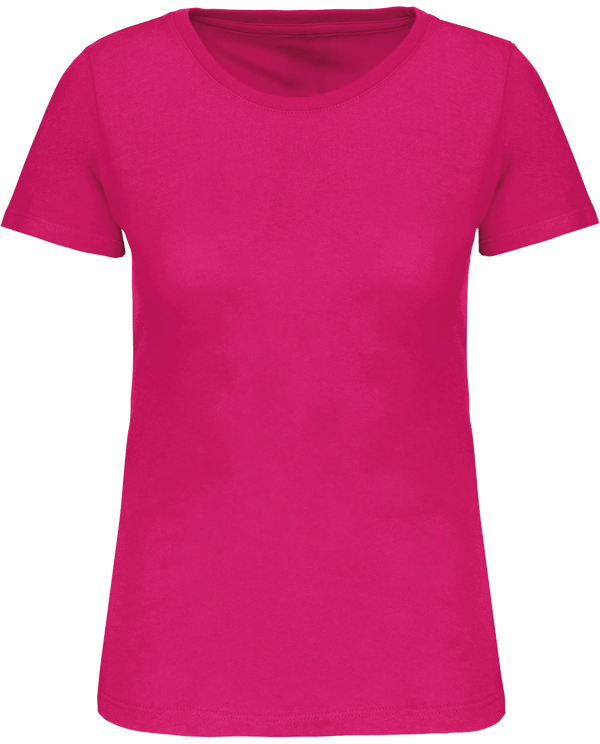 T-Shirt Col Rond Bio 150Gr Femme | 100% Coton Bio | Impression Et Broderie Fuchsia