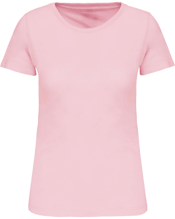 T-Shirt Col Rond Bio 150Gr Femme | 100% Coton Bio | Impression Et Broderie Pale Pink