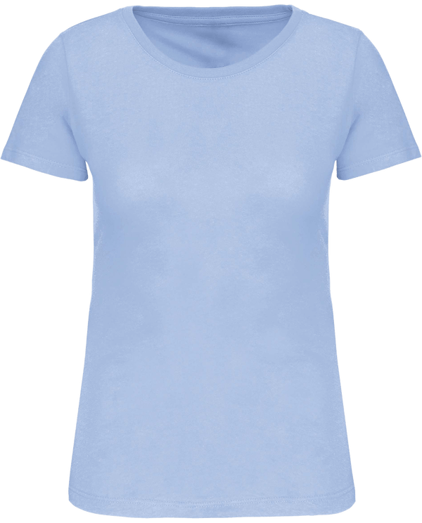 T-Shirt Col Rond Bio 150Gr Femme | 100% Coton Bio | Impression Et Broderie Sky Blue