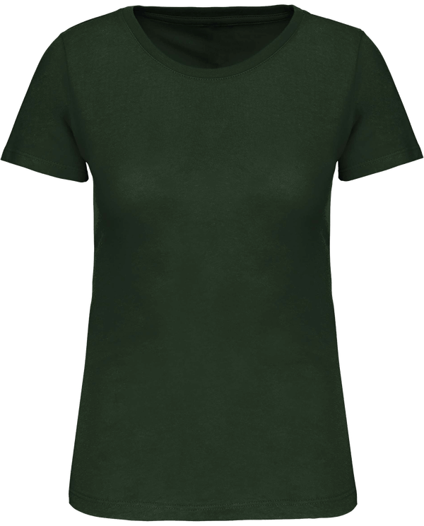 T-Shirt Col Rond Bio 150Gr Femme | 100% Coton Bio | Impression Et Broderie Forest Green