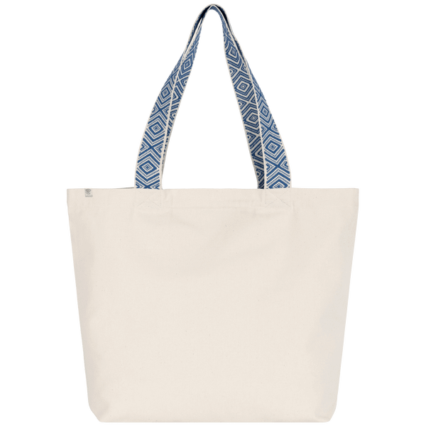 Grand Sac Shopping Recyclé Avec Motifs Ethniques | Matières Recyclées Ecume / Ethnic Blue