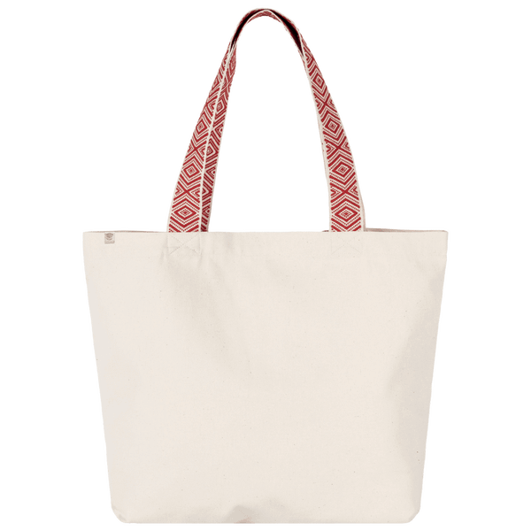 Grand sac shopping recycle avec motifs ethniques face Ecume / Ethnic Red