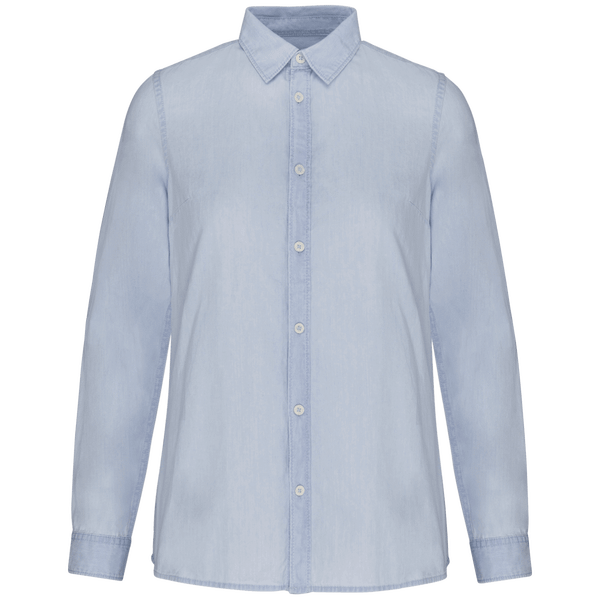 Chemise Femme Bio | 100% Coton Twill Bio | Broderie Et Flocage  Bleached Indigo