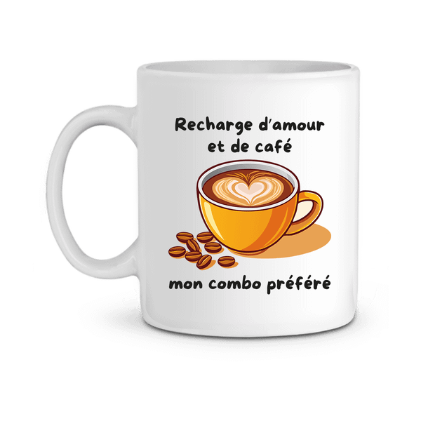 Mug De Noel Avec Motif Recharge D'amour Et De Café