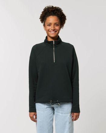 Sudadera Mujer personalizable en algodón orgánico- Cremallera 3/4 y Cordón-STELLA TRACKER Sudadera Mujer personalizable en algodón orgánico- Cremallera 3/4 y Cordón-STELLA TRACKER