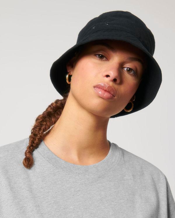 Chapeau Bob En Toile Stanley Stella Bucket Hat | 100% Coton Bio Black