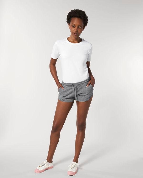 Pantalón Corto De Deporte Para Mujer En Algodón Orgánico Personalizable En Bordado Y Estampado Stella Cuts Mid Heather Grey