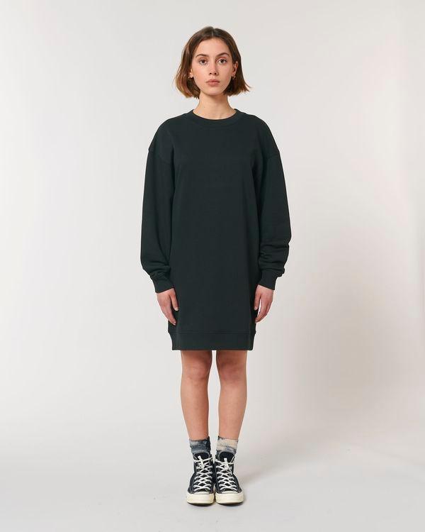 Robe À Col Rond Oversized Femme Stella Kicker | 100% Coton Bio | Personnalisable En Impression Et Broderie Black