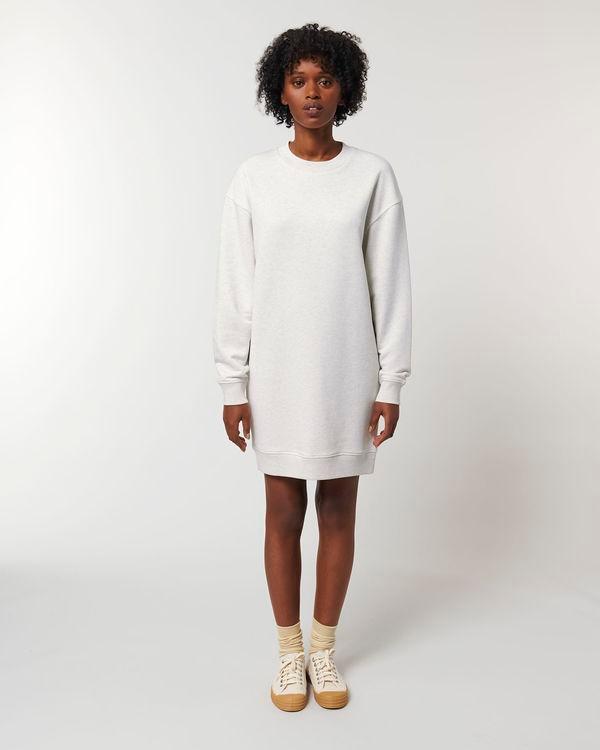 Robe À Col Rond Oversized Femme Stella Kicker | 100% Coton Bio | Personnalisable En Impression Et Broderie Cream Heather Grey