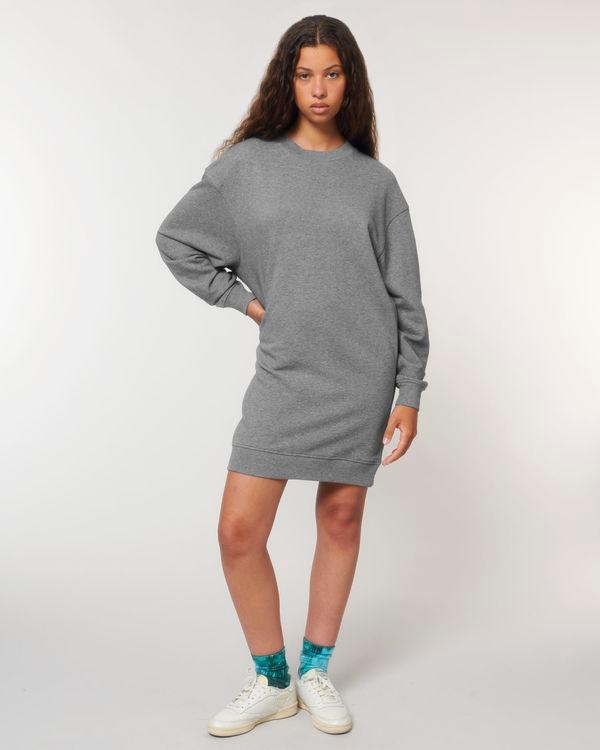 Robe À Col Rond Oversized Femme Stella Kicker | 100% Coton Bio | Personnalisable En Impression Et Broderie Mid Heather Grey