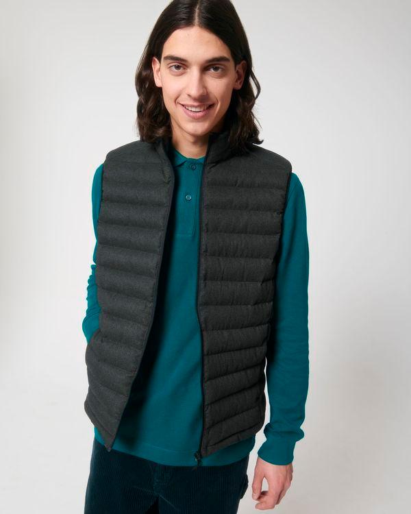 Herren-Wollartige Bodywarmer Jacke Stanley Climber Wool-Like Zur Personalisierung Mit Stickerei Dark Heather Grey