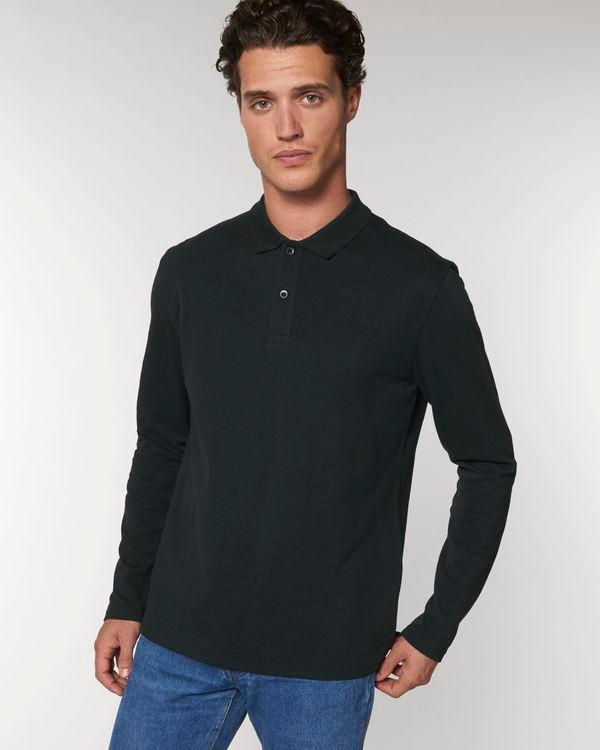 Polo Homme Manches Longues | 100% Coton Bio | Stanley Dedicator Long Sleeve Black