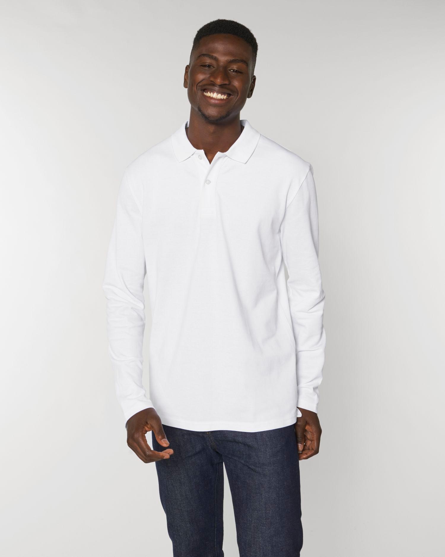 Polo Homme Manches Longues | 100% Coton Bio | Stanley Dedicator Long Sleeve White