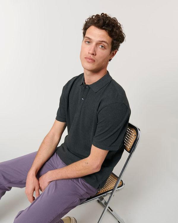 Polo Unisexe Biologique Prepster Personnalisé Sur Tunetoo Dark Heather Grey