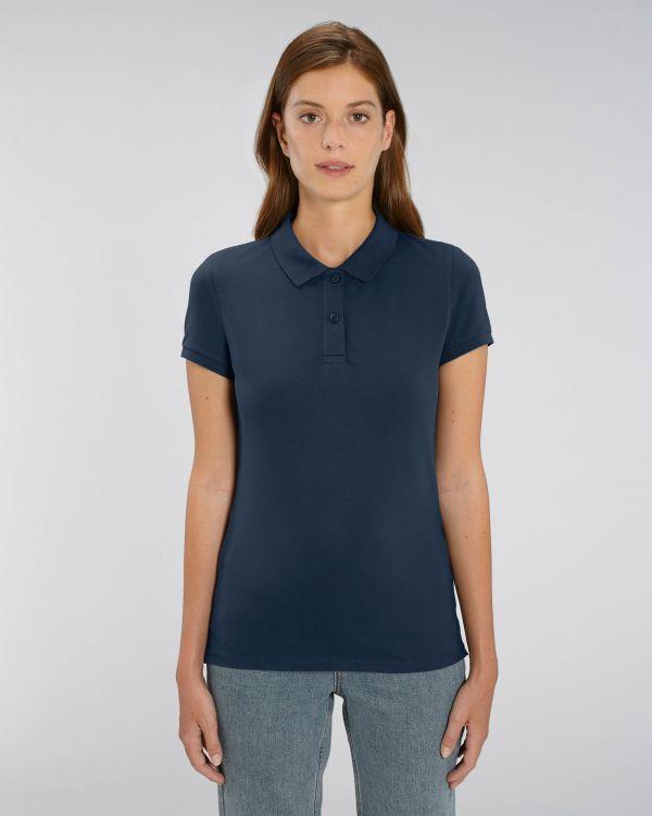 Polo Féminin En Coton Bio | Broderie Et Impression | Maille Piquée French Navy