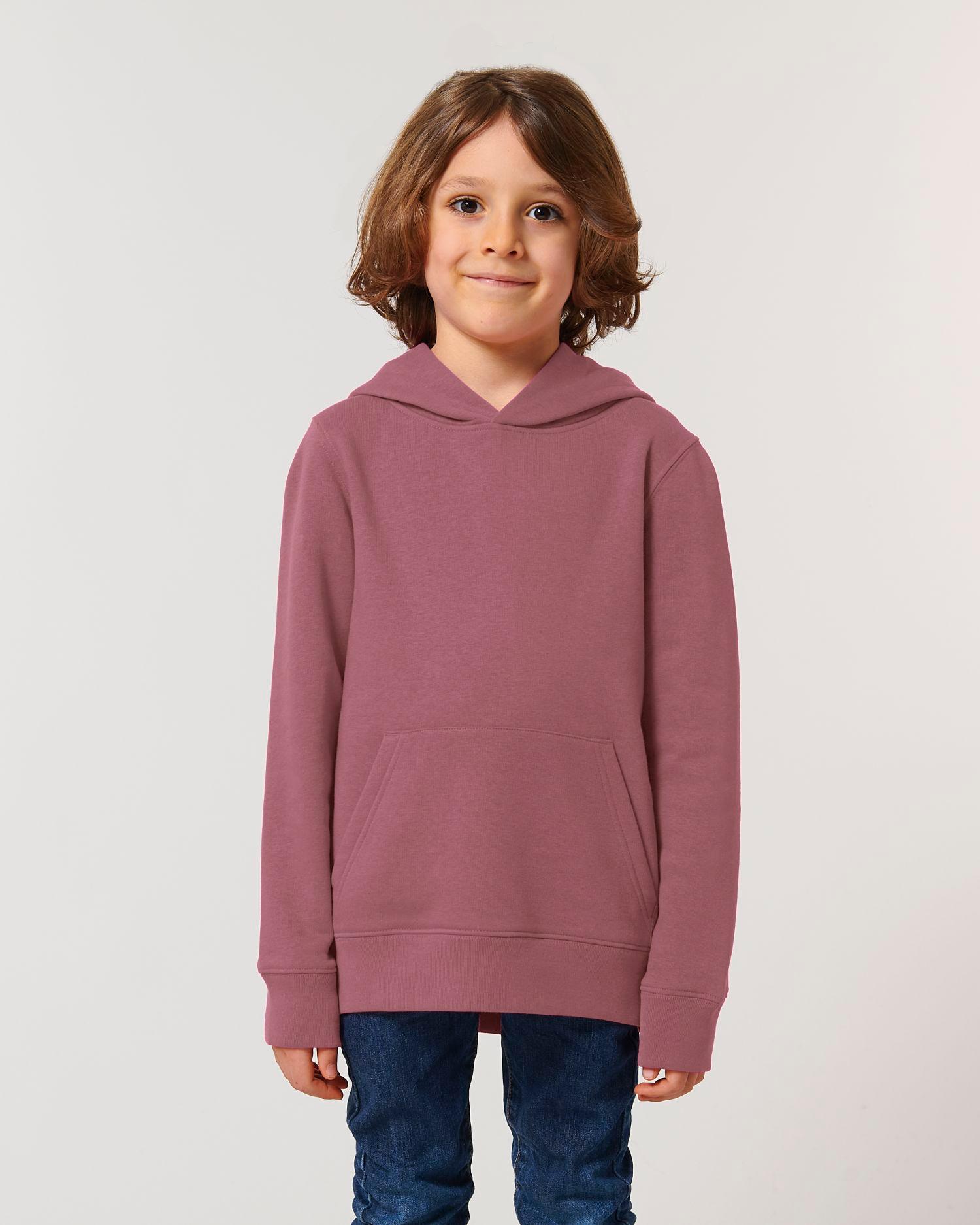 Hoodie Pour Enfant En Coton Bio | Broderie Et Impression | Grammage Lourd Hibiscus Rose