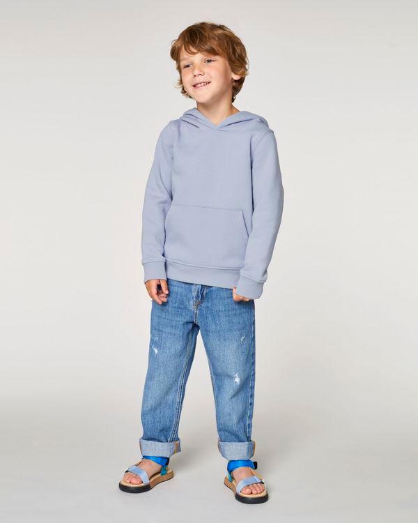 Hoodie Pour Enfant En Coton Bio | Broderie Et Impression | Grammage Lourd Serene Blue