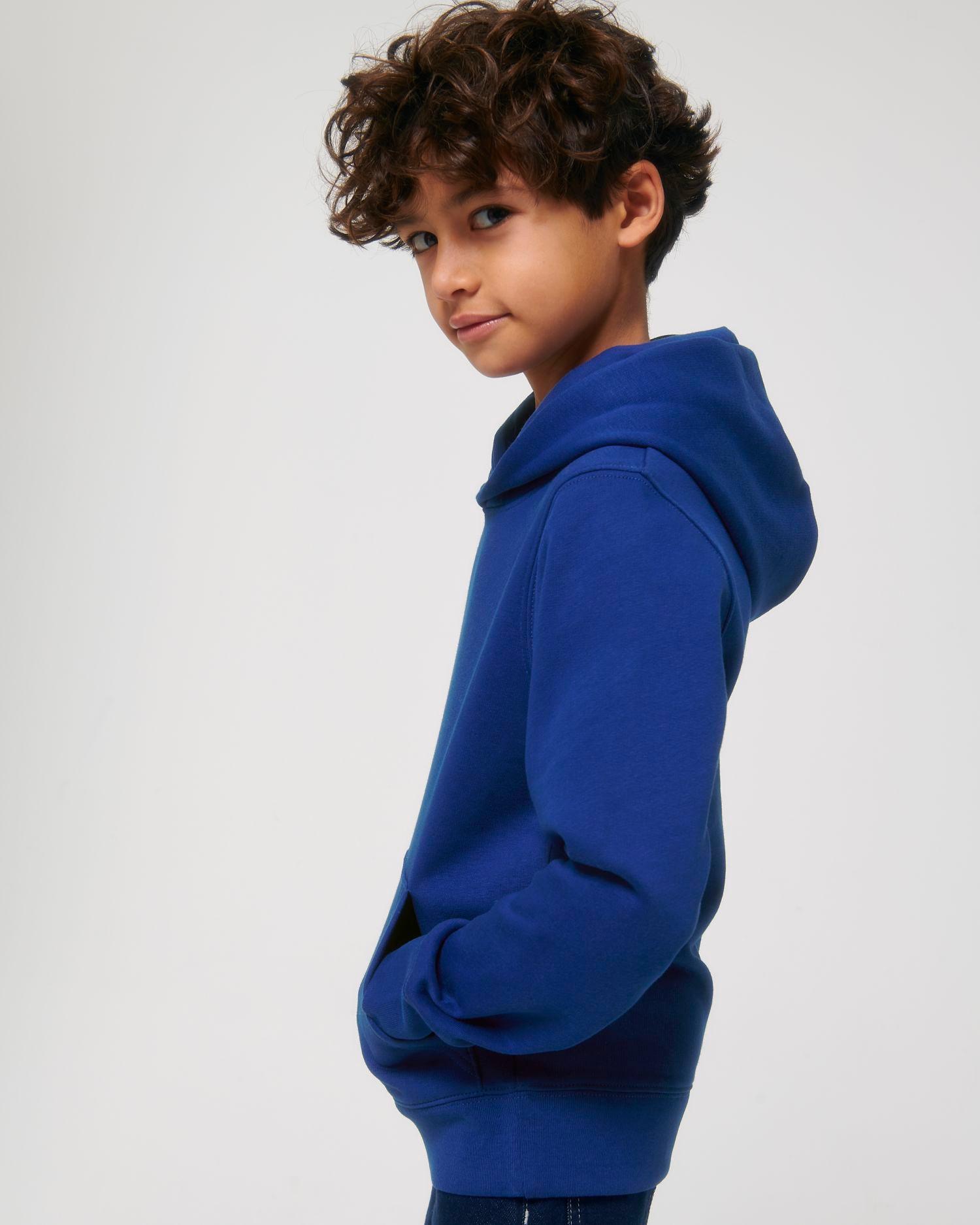 Kinder-Hoodie Aus Bio-Baumwolle | Stickerei Und Druck | Schweres Grammatur Worker Blue