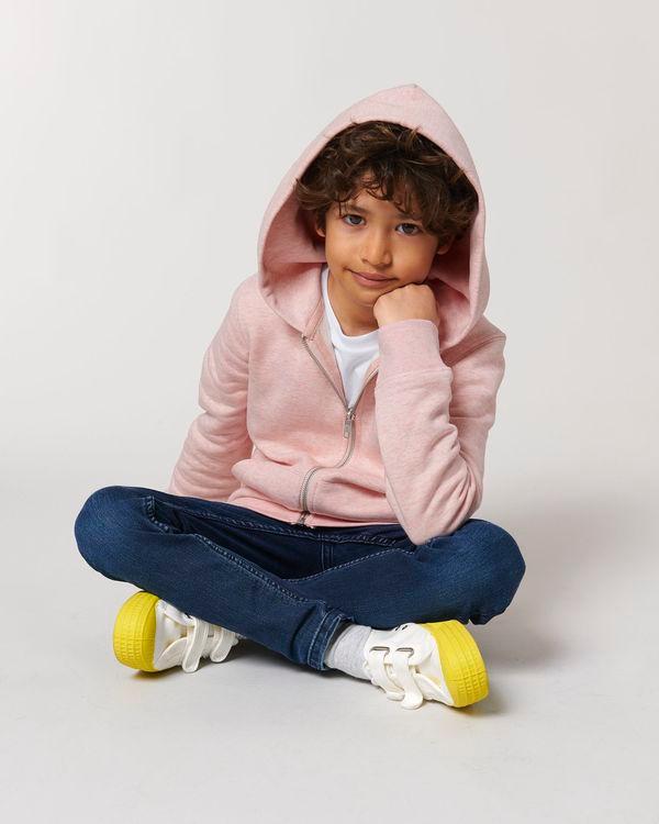 Sudadera Con Capucha Y Cremallera Infantil En Algodón Orgánico Mini Runner Cream Heather Pink