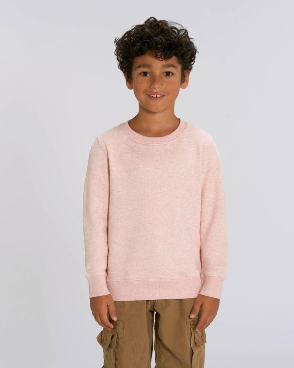 Sweat Enfant | Coupe Normale | 85% Coton Bio | Broderie Et Impression Cream Heather Pink