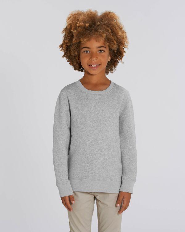 Sweat Enfant | Coupe Normale | 85% Coton Bio | Broderie Et Impression Heather Grey