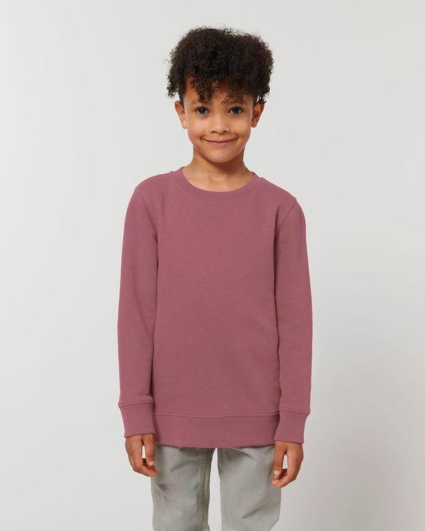 Sweat Enfant | Coupe Normale | 85% Coton Bio | Broderie Et Impression Hibiscus Rose