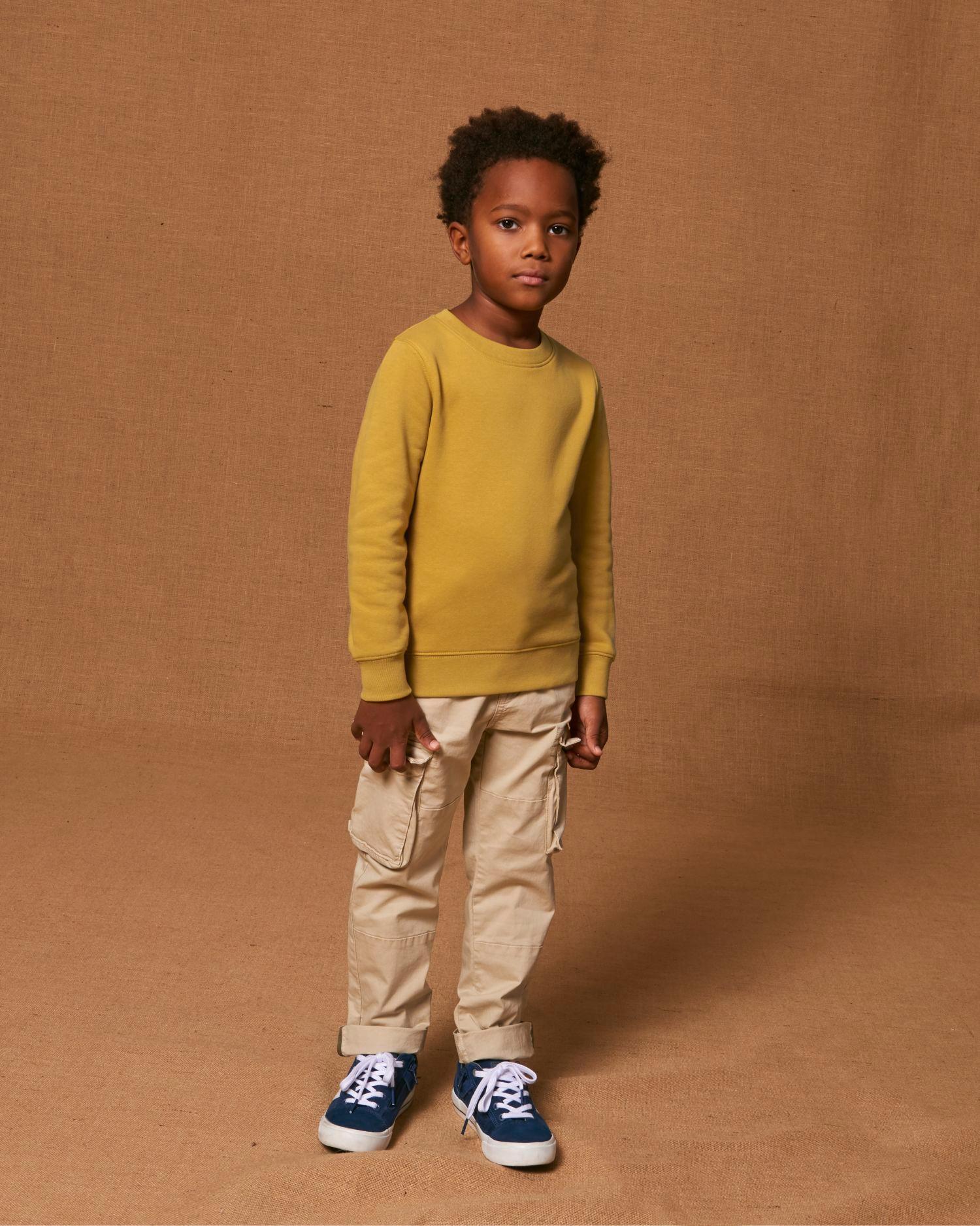 Sweat Enfant | Coupe Normale | 85% Coton Bio | Broderie Et Impression Ochre