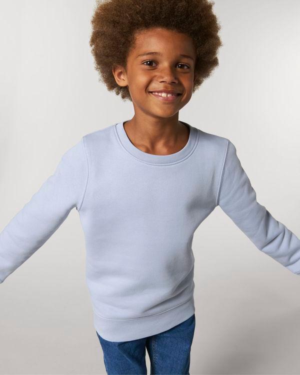 Sweat Enfant | Coupe Normale | 85% Coton Bio | Broderie Et Impression Serene Blue