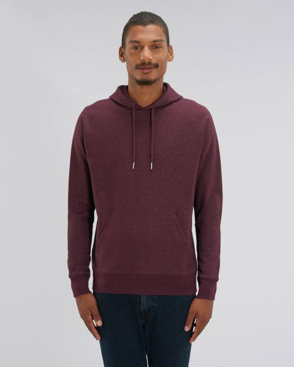 Sweat À Capuche Homme | Molleton Non Brossé | Broderie Et Impression Heather Grape Red