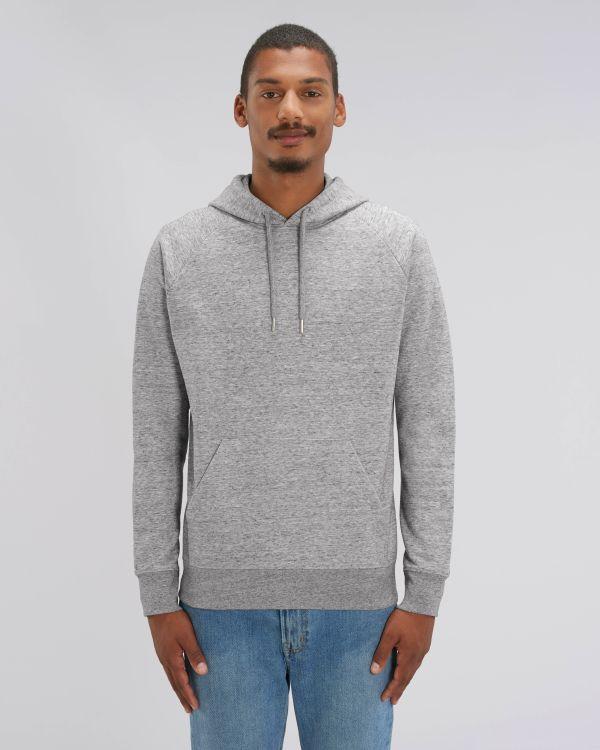 Sweat À Capuche Homme | Molleton Non Brossé | Broderie Et Impression Slub Heather Grey