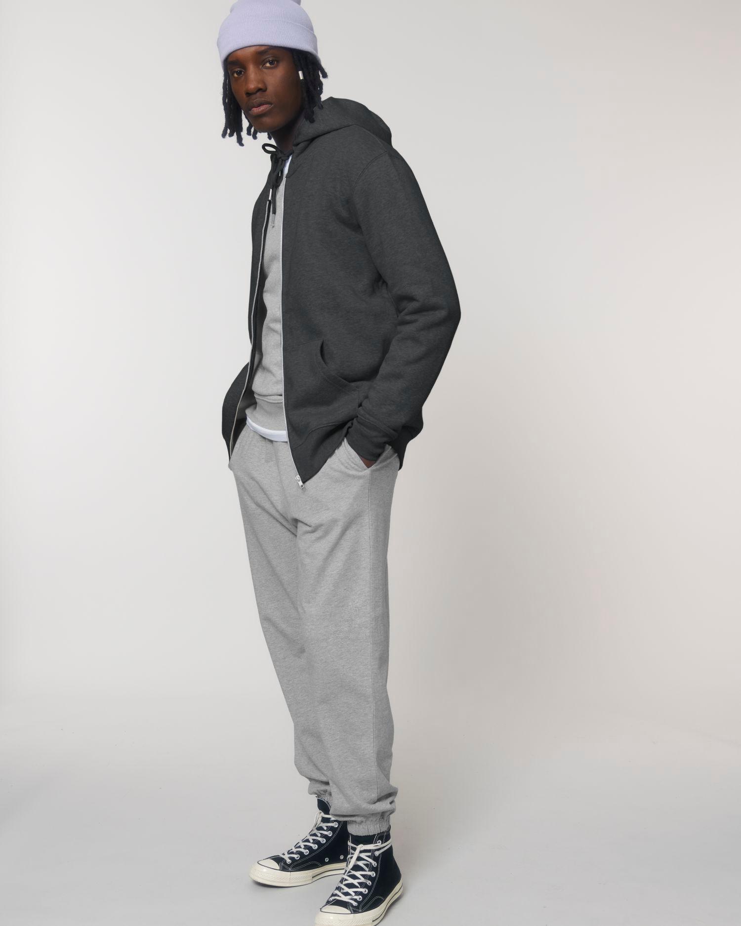 Veste À Capuche Zip Homme | Brodée Et Imprimée | Coton Bio Et Polyester Recyclé  Dark Heather Grey