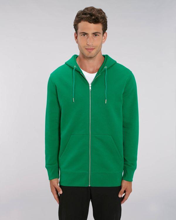 Herren Kapuzen-Zip-Jacke | Bestickt Und Bedruckt | Bio-Baumwolle Und Recyceltes Polyester Varsity Green