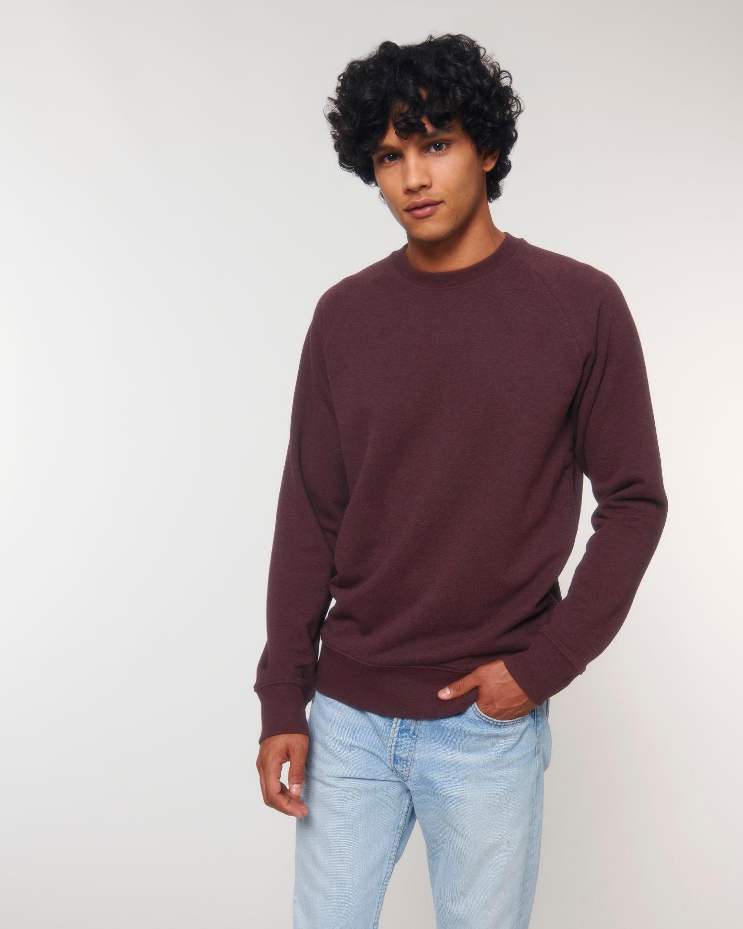 Sweat Col Rond Homme | Broderie Et Impression Heather Grape Red