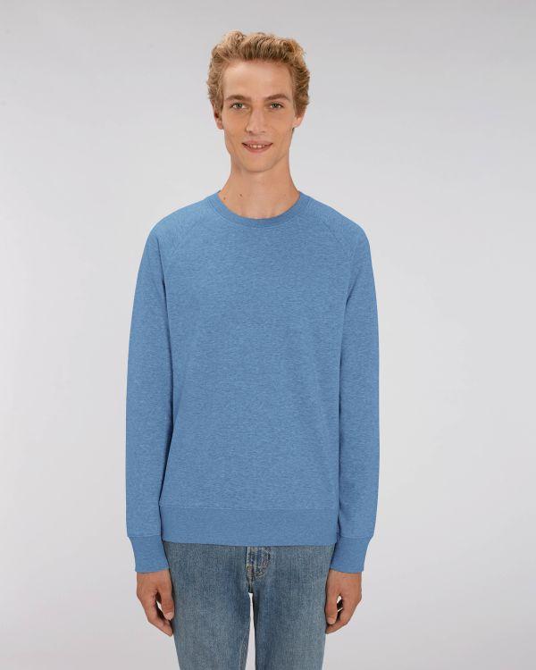 Sweat Col Rond Homme | Broderie Et Impression Mid Heather Blue