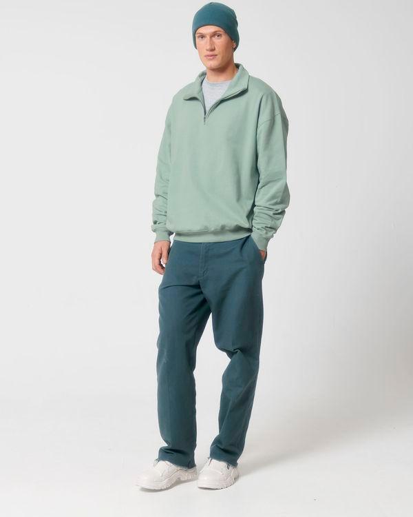 Sweatshirt Zip 1 Quart Unisexe Coupe Boxy Stanley Stella Miller Dry Aloe