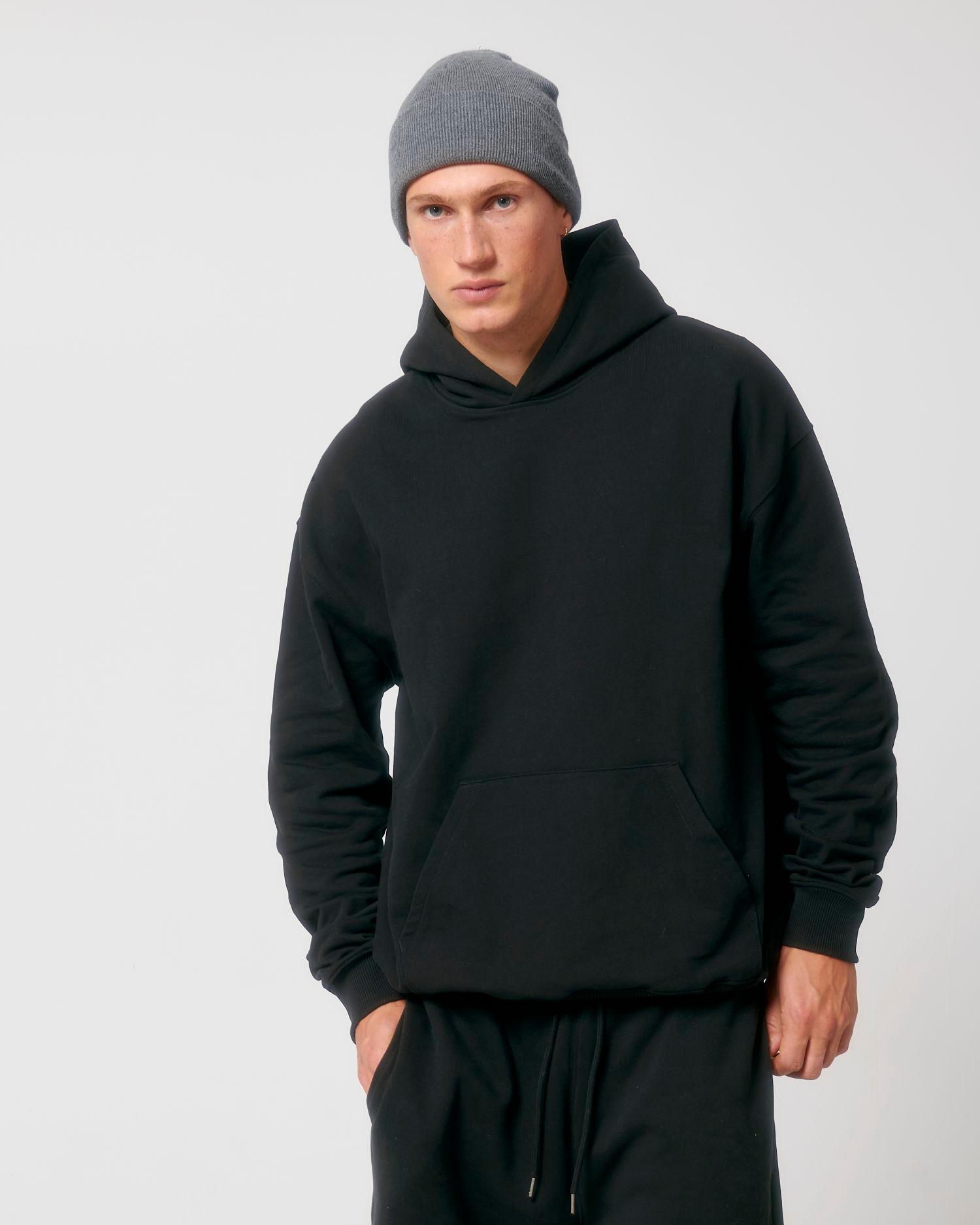 Sweatshirt Hoodie Unisexe Coupe Boxy Stanley Stella Cooper Dry | Personnalisable En Broderie Et Impression | Black