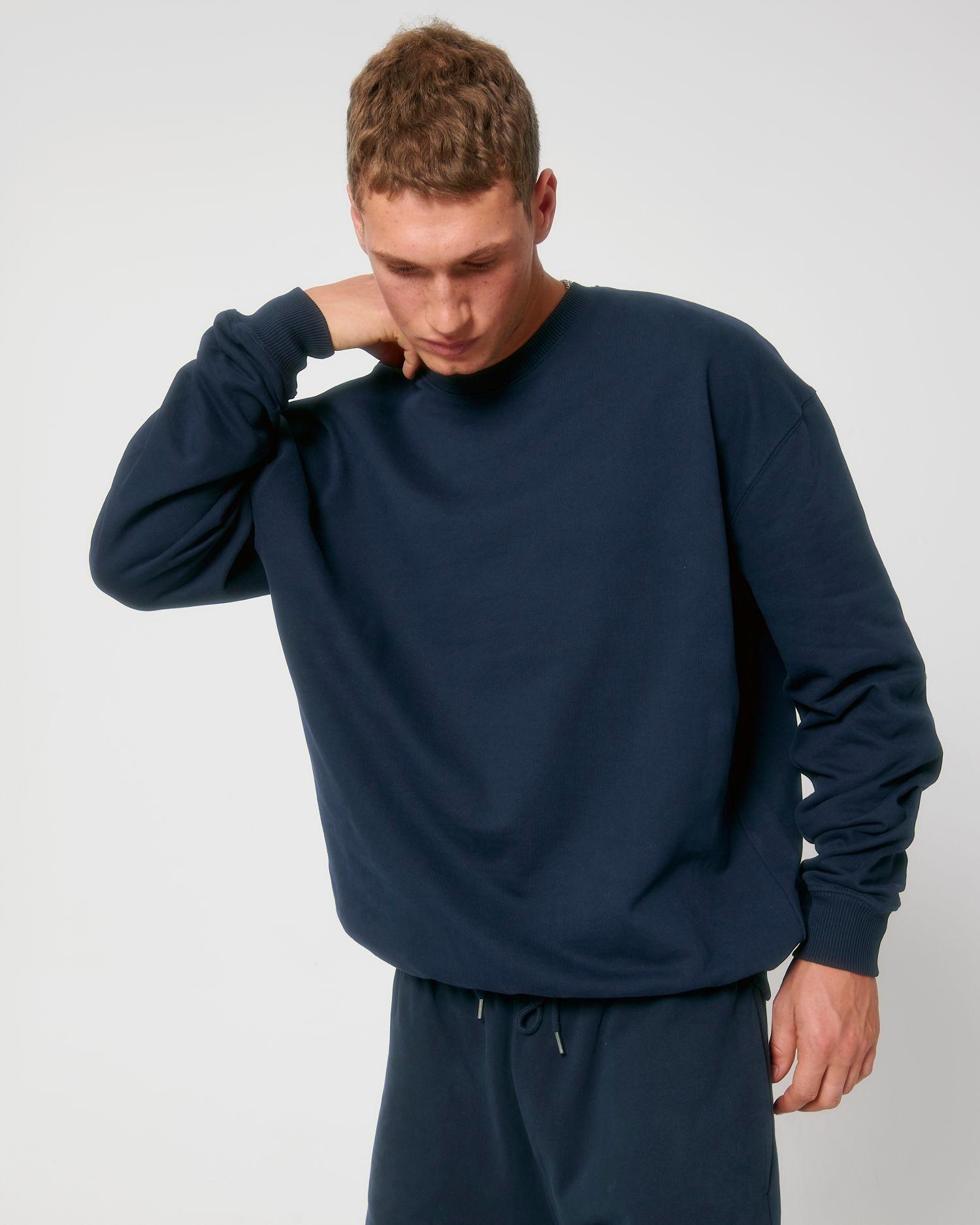 Sweat Shirt Col Rond Boxy Unisexe Touché Sec Stanley Stella Ledger Dry French Navy