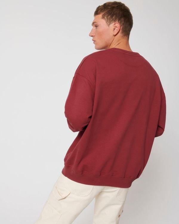 Sweat Shirt Col Rond Boxy Unisexe Touché Sec Stanley Stella Ledger Dry Red Earth