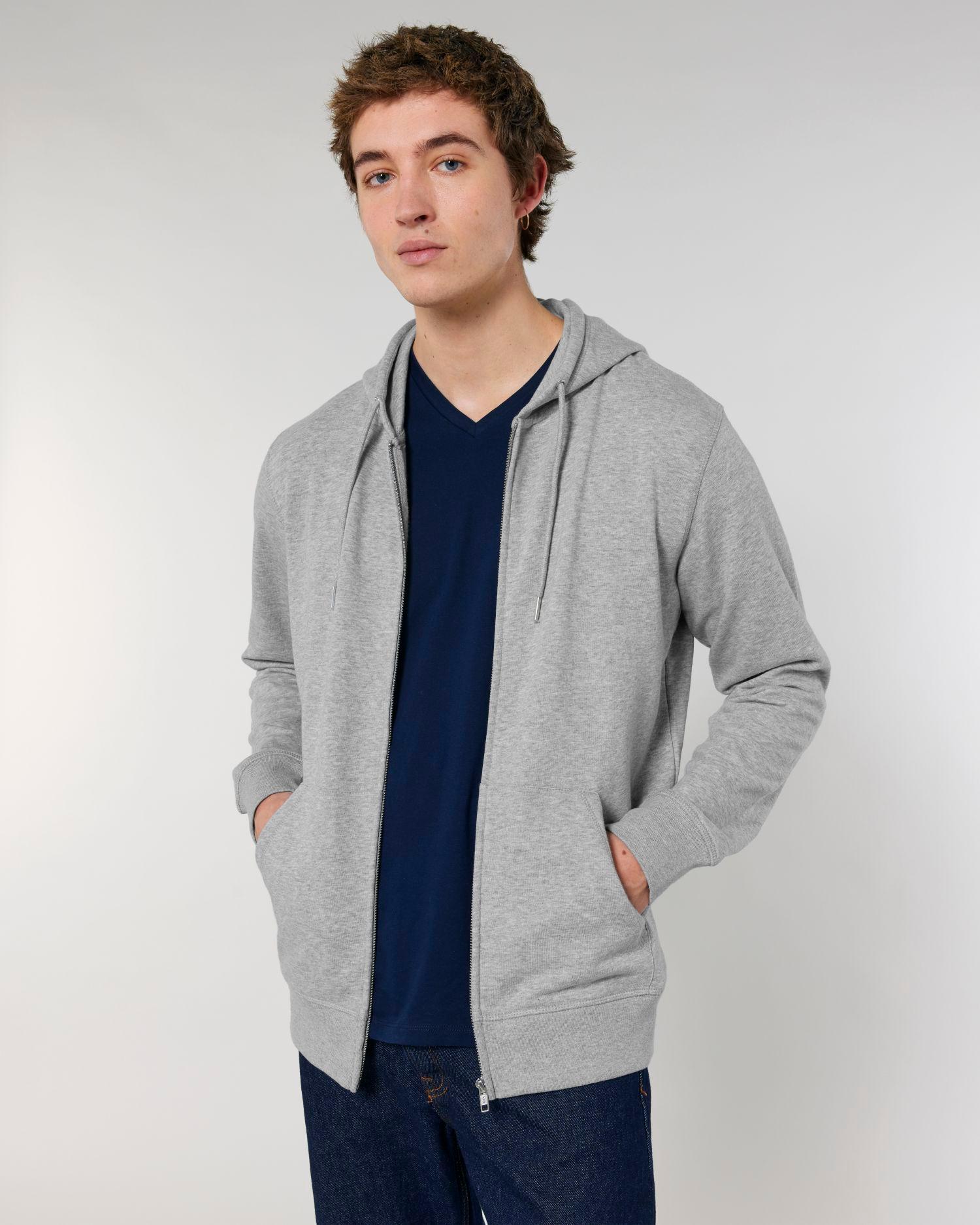 Sudadera Con Capucha Y Cremallera Unisex En Algodón Orgánico Stanley Connector Dark Heather Grey