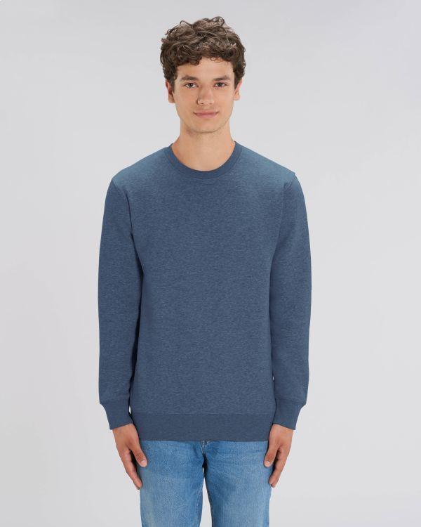 Basic Unisex-Sweatshirt | Weicher Und Flauschiger Angerauter Molton | Stanley Stella Dark Heather Blue