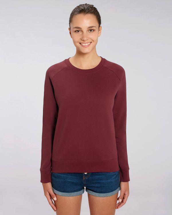 Sweat Femme | 350G Coton Bio Et Polyester Recyclé | Broderie Et Impression Burgundy